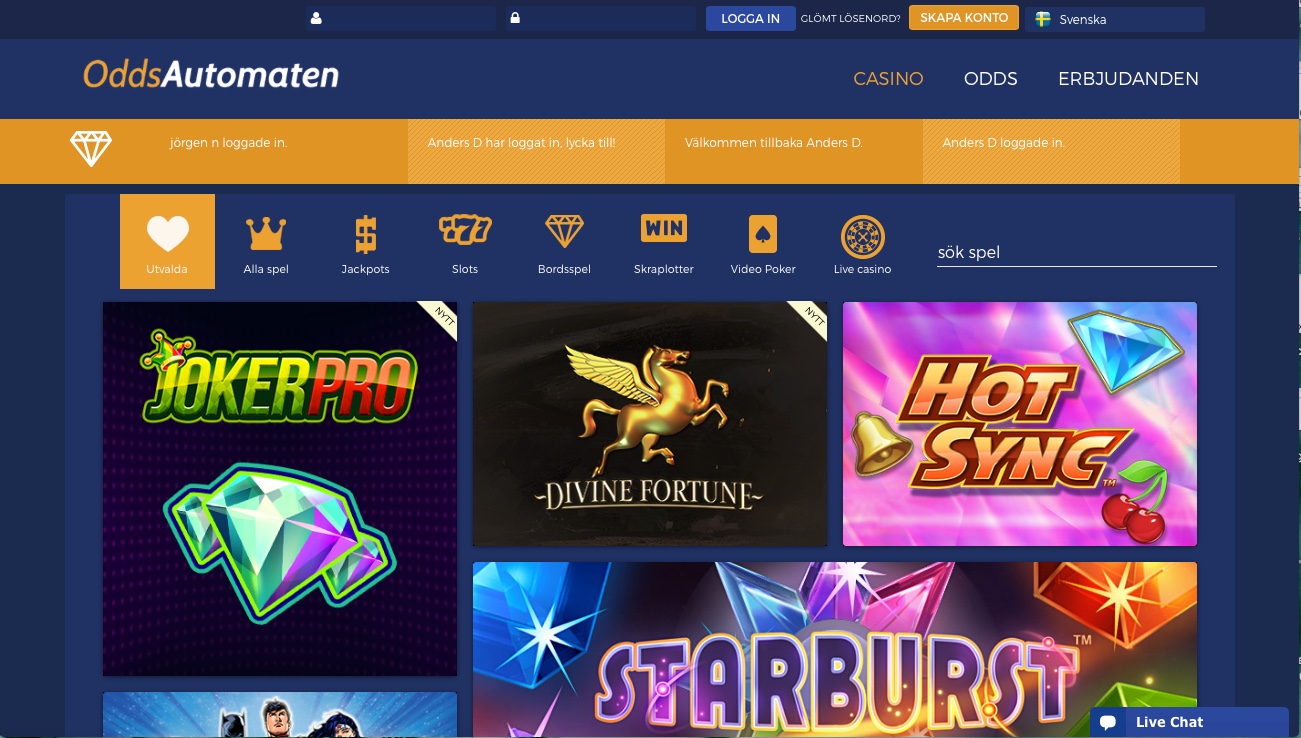 50 FreeSpins hos OddsAutomaten