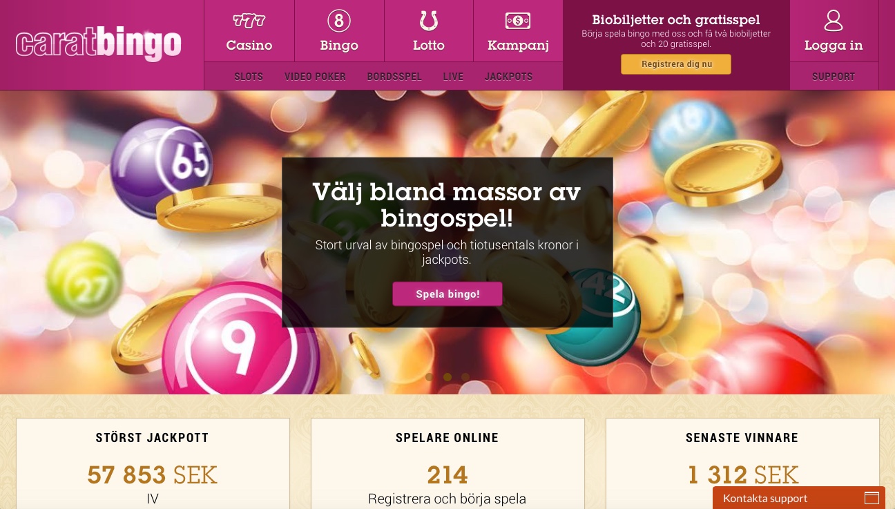 CaratBingo - Få 50 kr gratis att spela Bingo för